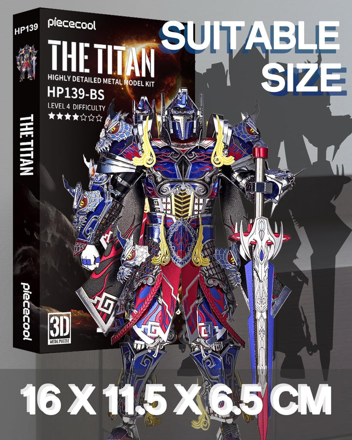 Piececool 3D Puzzle Metall Mecha-Modell Titan, 3D Metall Puzzle Mechkrieger für 340 Edelstahl, Ganze