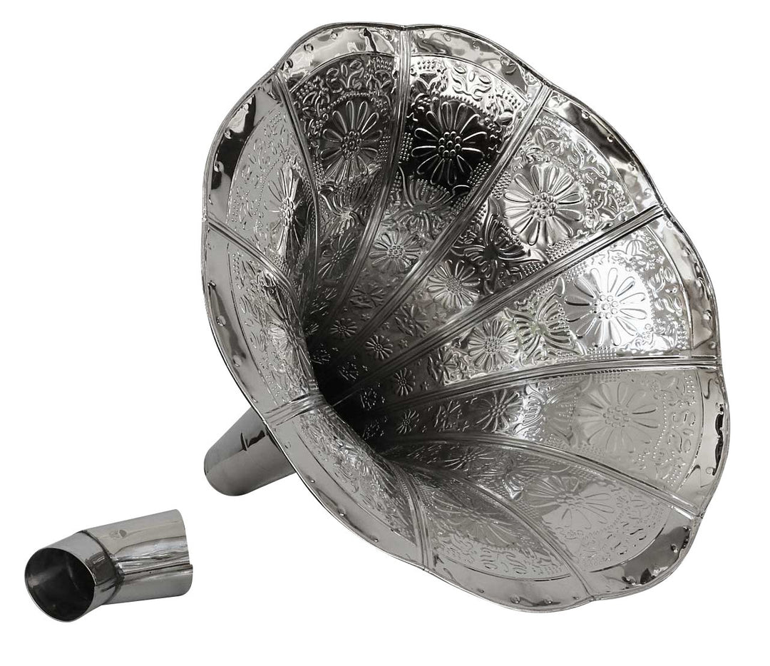 aubaho Trichter Grammophon Horn silberfarben im antik Stil Gramophone (C)