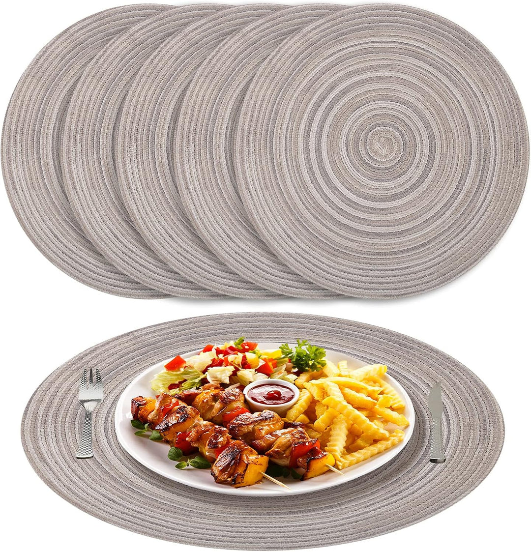 Tischsets Abwaschbar Rund Geflochten Tischset 6er Set, 38cm Rund Platzsets Abwischbar, rutschfest, H