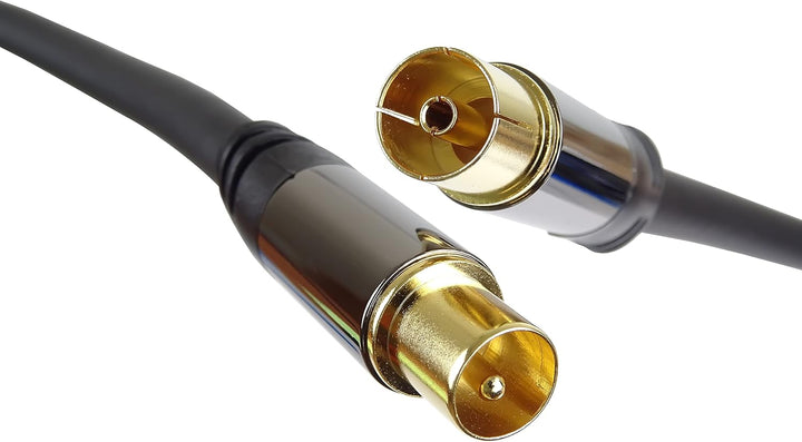 PremiumCord HQ-Verbindungskabel der TV-Antenne, M/F, 75 Ohm (135 dB), 4X geschirmt, Metallverbinder,
