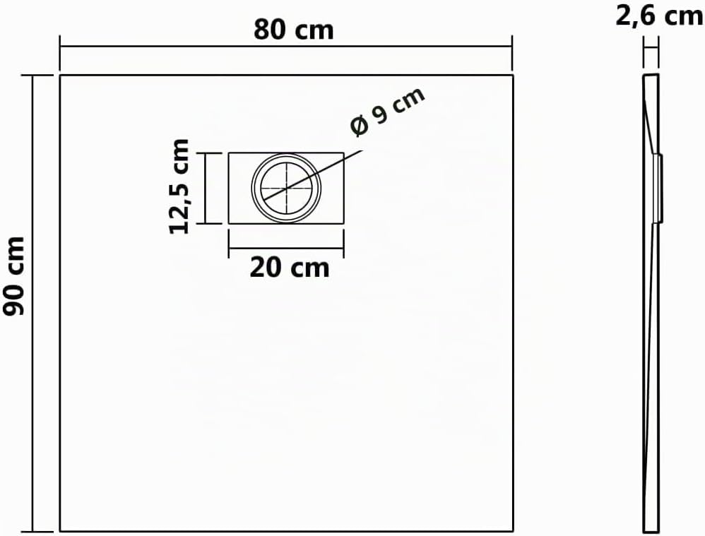 vidaXL Duschwanne SMC schwarz 90x80 cm