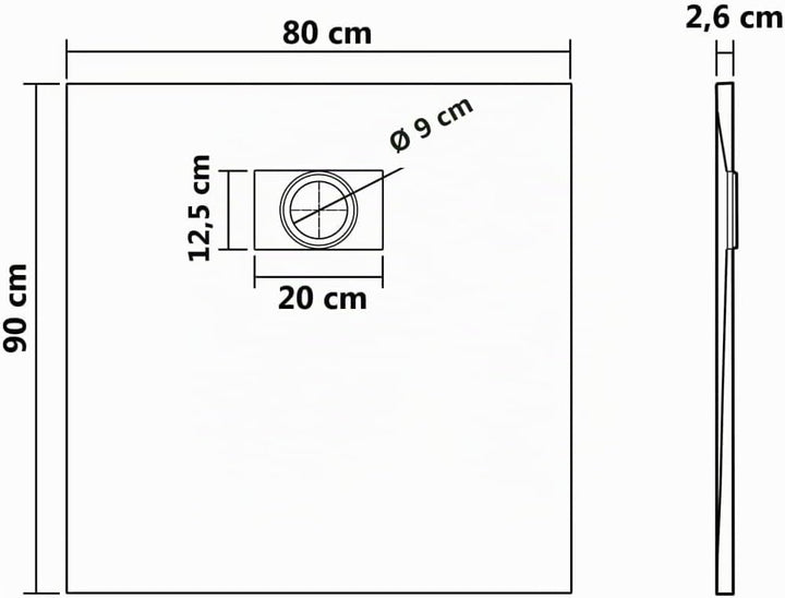 vidaXL Duschwanne SMC schwarz 90x80 cm