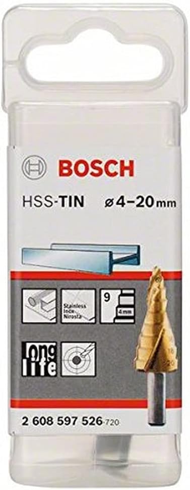 Bosch Professional Stufenbohrer HSS-TiN mit 3-Flächen-Schaft (Ø 4-20 mm, 9 Stufen) Ø 4-20 mm 9 Stufe