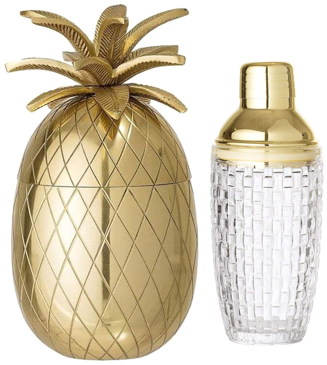 Bloomingville Ananas Dose, gold, 24cm & Cocktailshaker, klar NOSTALGIC Bundle mit Cocktailshaker, Bu