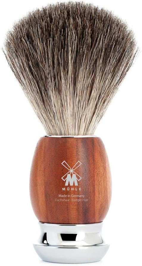 MÜHLE Rasierset mit Schale - Vivo Serie - Reines Dachshaar - kompatibel mit Gillette-Klingen - Pflau