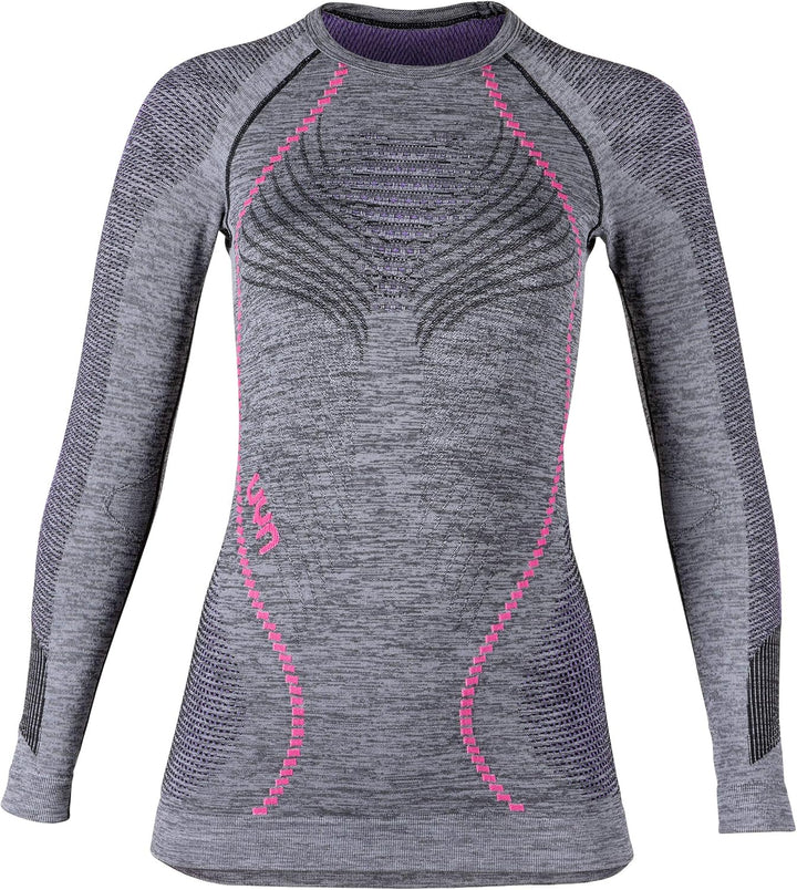 UYN Damen Unterhemd Ambityon UW Unterhemd, Black Melange/Purple/Raspberry, L/XL, U100023