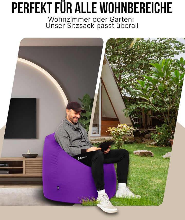 PATCH HOME Patchhome Sitzsack Tropfenform mit Reissverschluss Nachfüllbar - für In &amp; Outdoor - mit S
