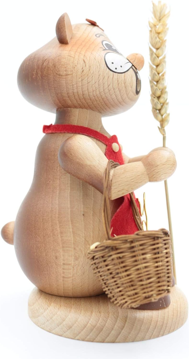 Kuhnert - Erzgebirgische Holzkunst Räuchermann Räucherfigur Hamster 18cm - Urhamster Frau, Urhamster