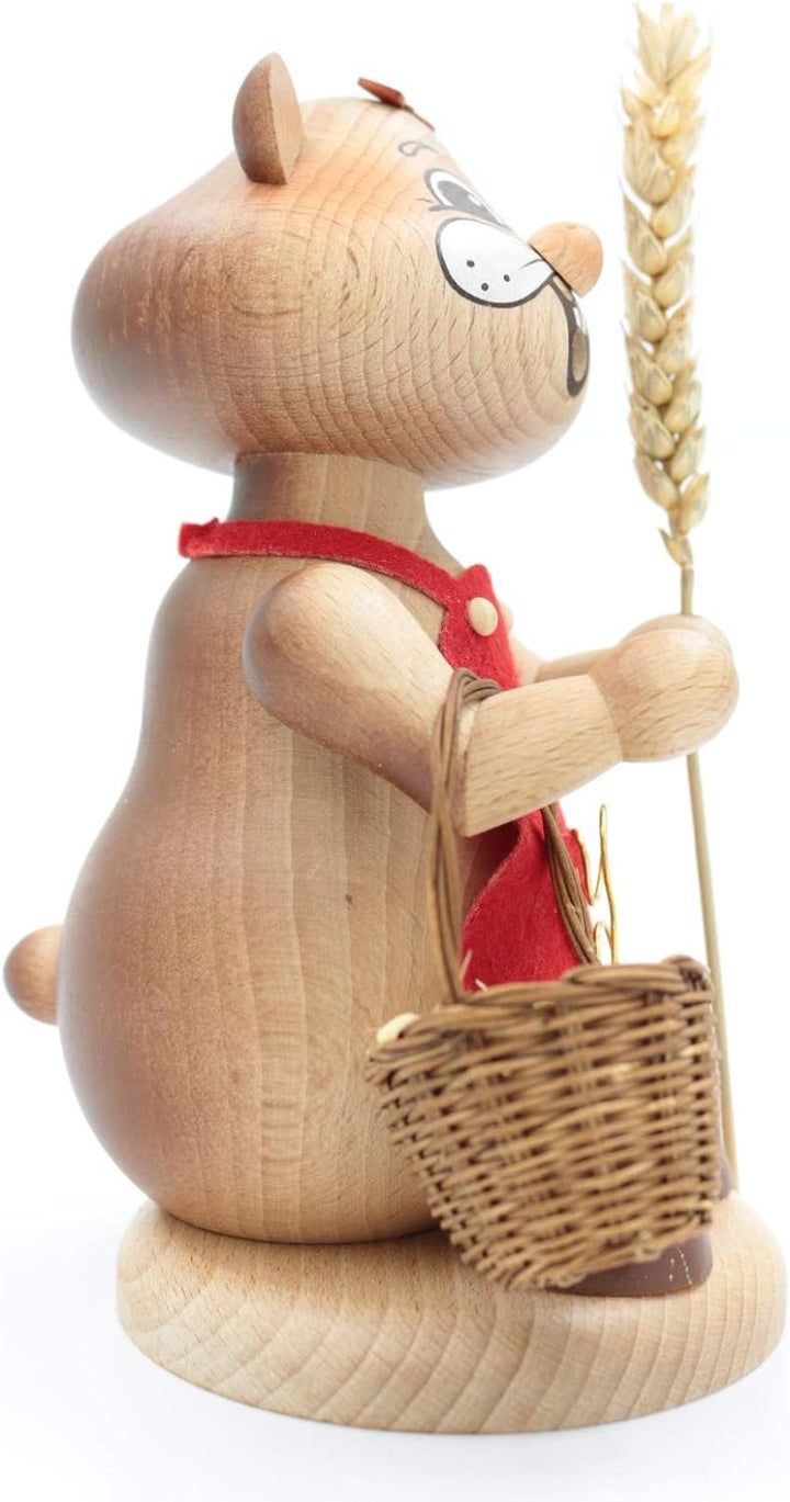 Kuhnert - Erzgebirgische Holzkunst Räuchermann Räucherfigur Hamster 18cm - Urhamster Frau, Urhamster
