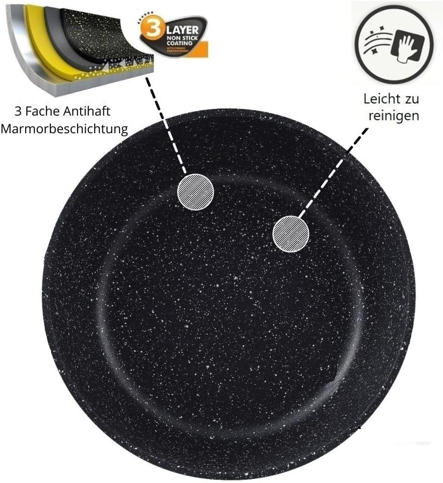 Kochtopfset 20-24-28cm 6-tlg Topf Induktion Alu Guss Geschirr Kupfer, Kupfer