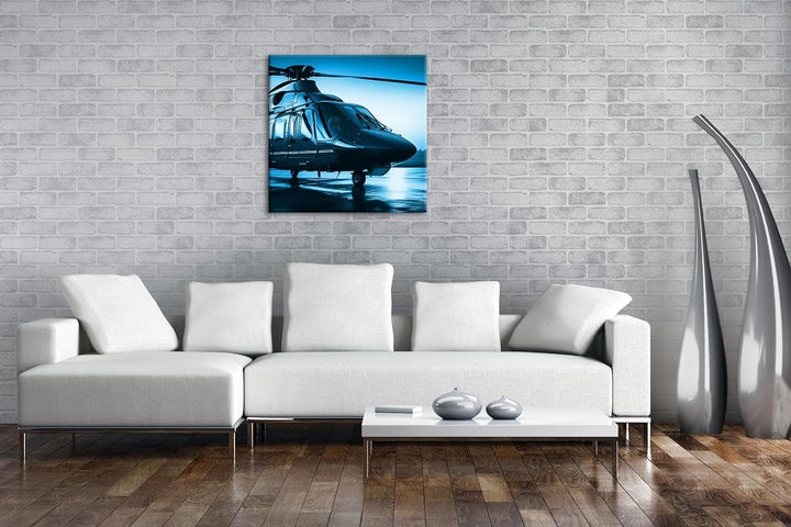 Notrufsignal über dem Meer im Format: 70x70 Effekt: Zeichnung als Leinwandbild, Motiv auf Echtholzra