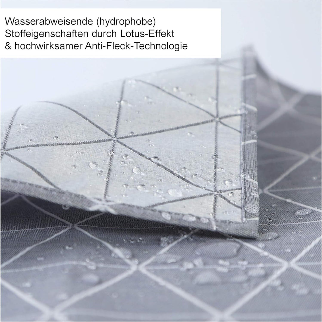 LILENO HOME Tischdecke abwaschbar als Meterware 2000x140cm (Schnittkante) in Triangle grau - Textil