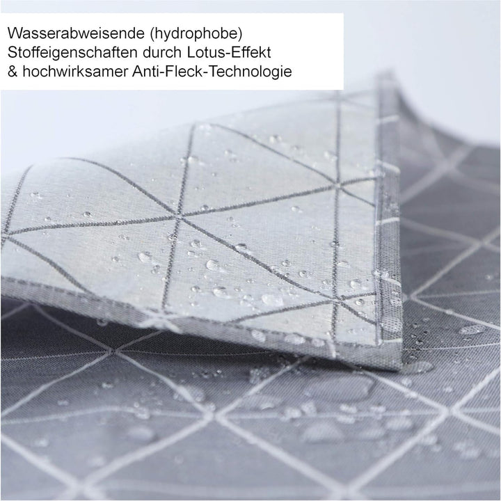 LILENO HOME Tischdecke abwaschbar als Meterware 2000x140cm (Schnittkante) in Triangle grau - Textil