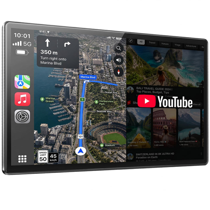 LAMTTO 11 Zoll Wireless CarPlay Display mit YouTube TikTok Video-Apps,Tragbares Autoradio für Apple