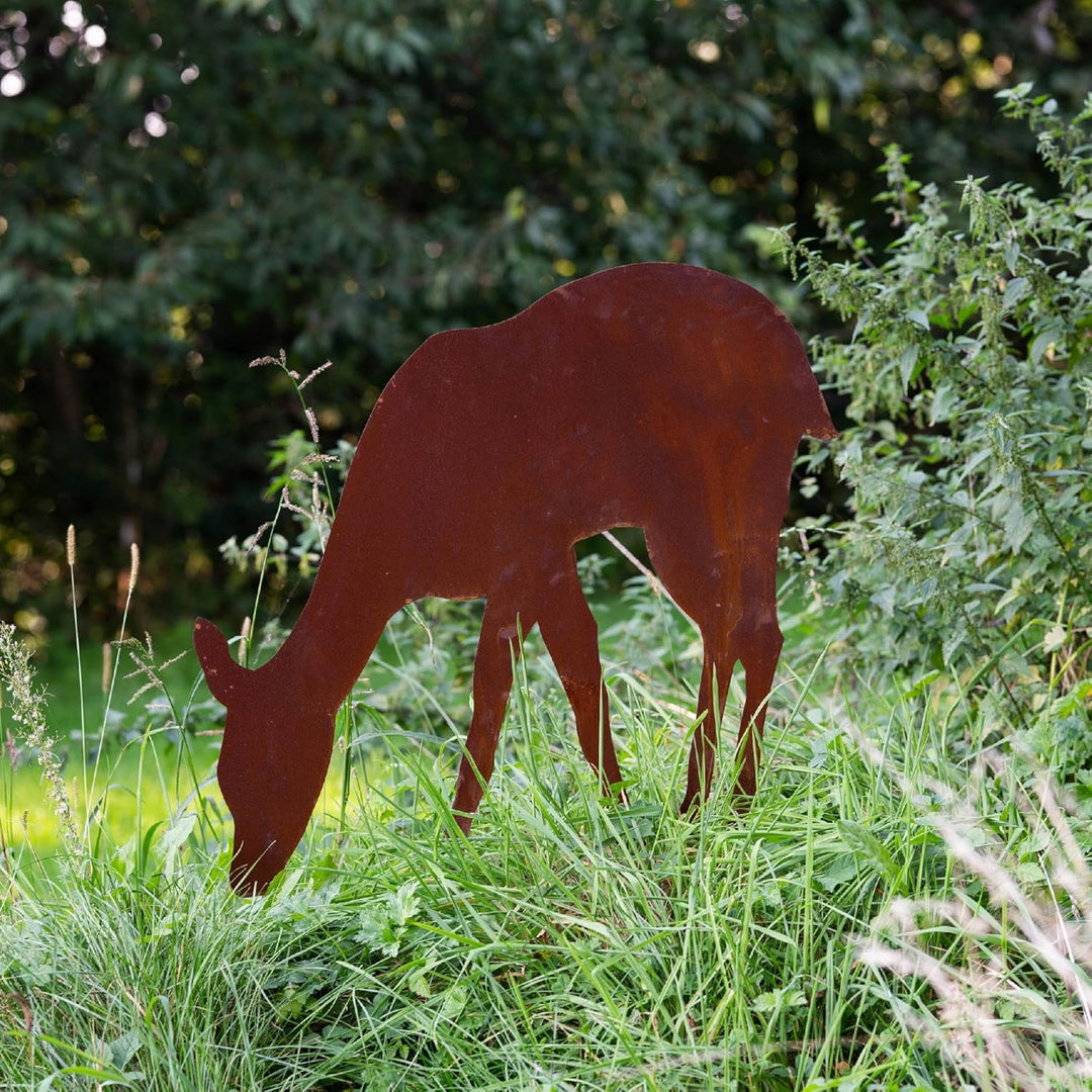 Kapaga - Gartenfigur aus Rost auf Einschlagbeinen - Metall Tierfigur - Edelrost Dekofigur - Tier Fig