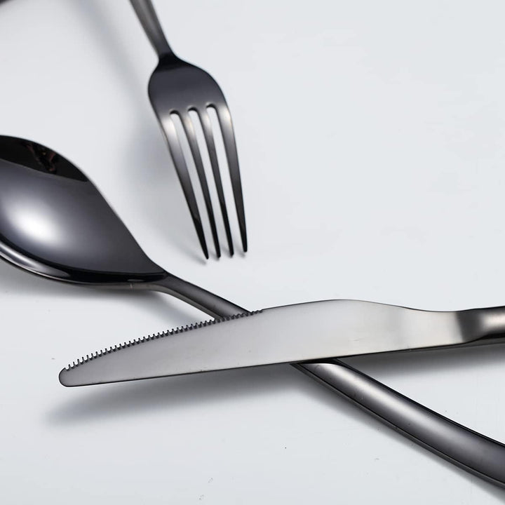 Besteck-Set 24-teilig,KyratonEdelstahl Schwarz Besteck-Set, Titan-Beschichtung Schwarzes Besteck-Set