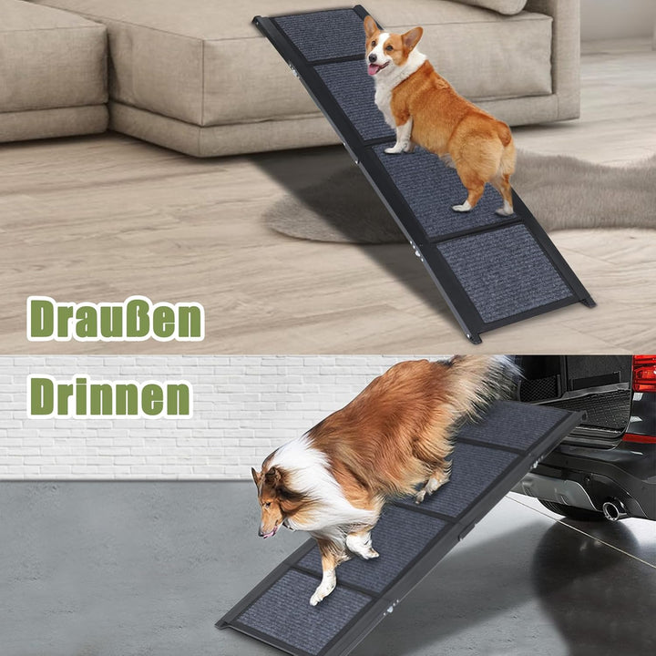 SMONTER 180cm Extra Long Hunderampe Auto klappbar mit High Traction Teppichoberfläch, einstiegshilfe