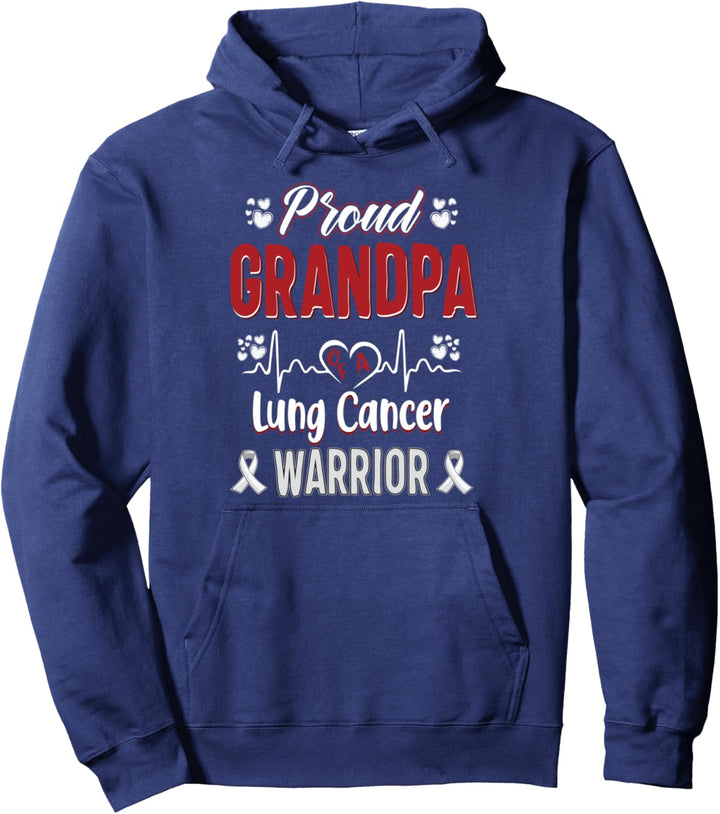 stolzer Opa Lungenkrebs-Krieger Bewusstseinsband weiss Pullover Hoodie