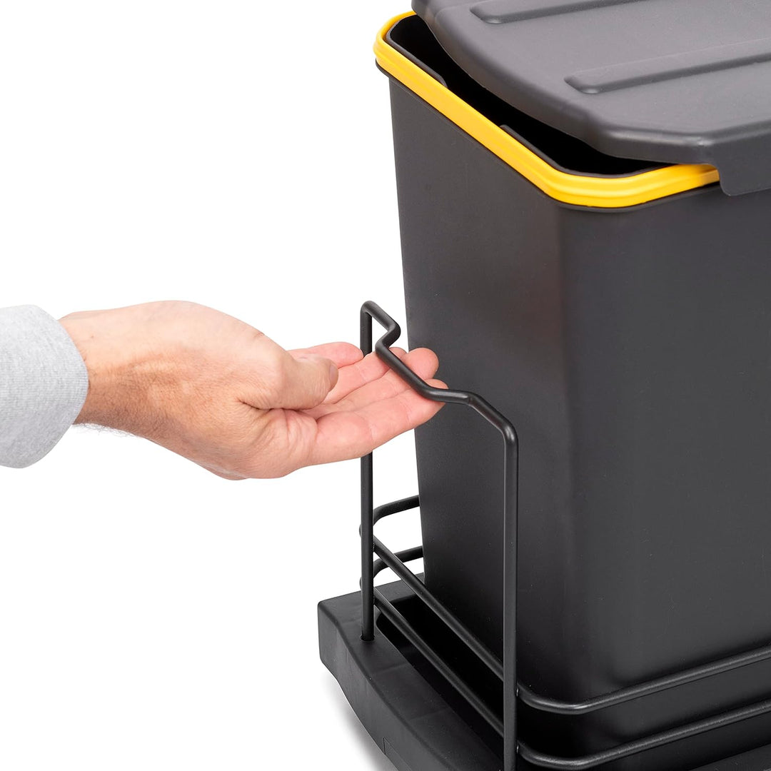 Emuca - Recycle-Küchenrecyclingbehälter, 2 x 12 L, Bodenbefestigung und Handauszug, Anthrazitgrauer