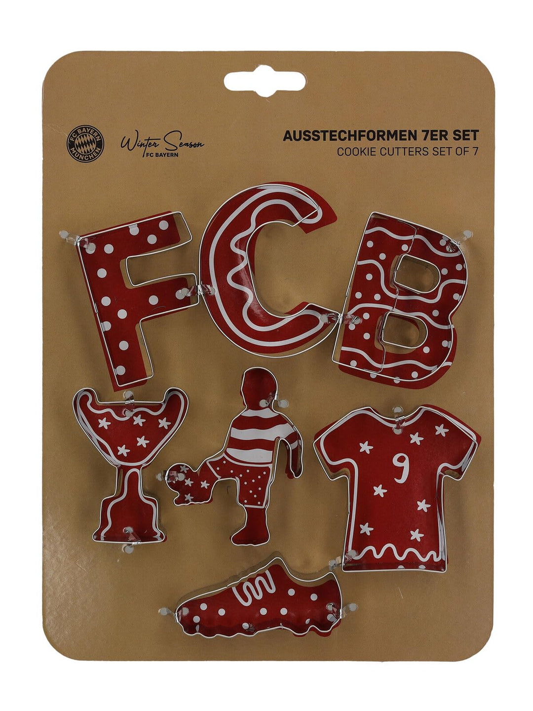 FC Bayern München Ausstechformen 7-teilig Weihnachten I Fussball I Plätzchenformen Einheitsgrösse, E