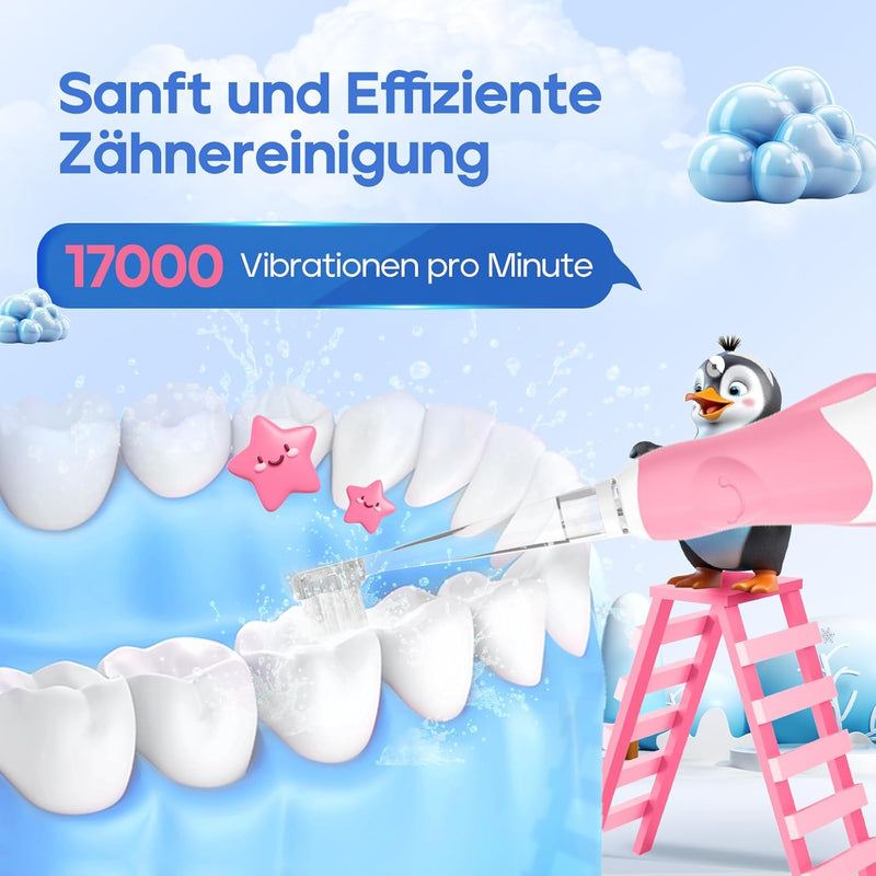 Seago Elektrische Zahnbürste Kinder Baby Zahnbürste ab 0 1 2 3 Jahr, mit LED Licht, Runder Weich Ers