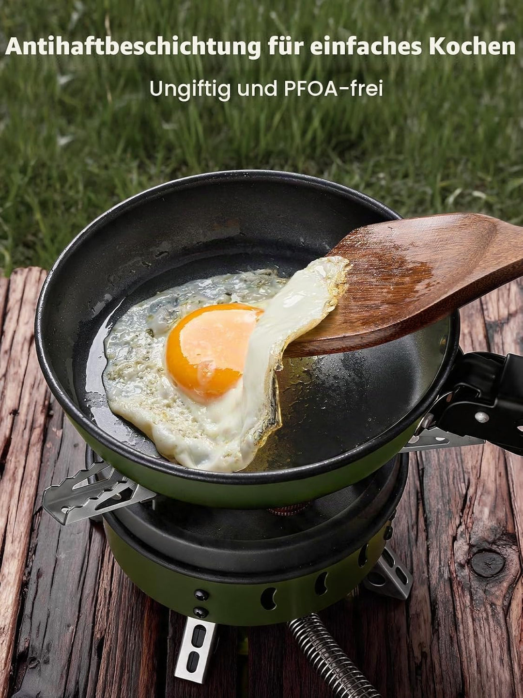 Odoland 5pcs Camping Geschirr Set, Antihaft-Leichtgewicht Topf Pfanne Kettle Set mit einem abnehmbar