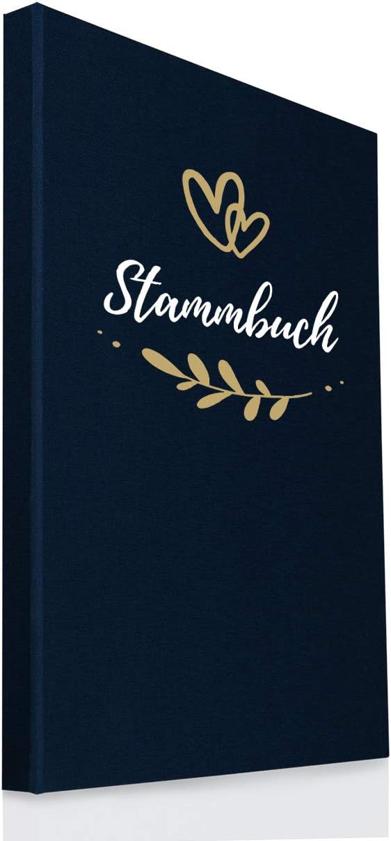 Hochzeitideal Stammbuch der Familie DIN A4 'Fiore' Leinen (dunkelblau)