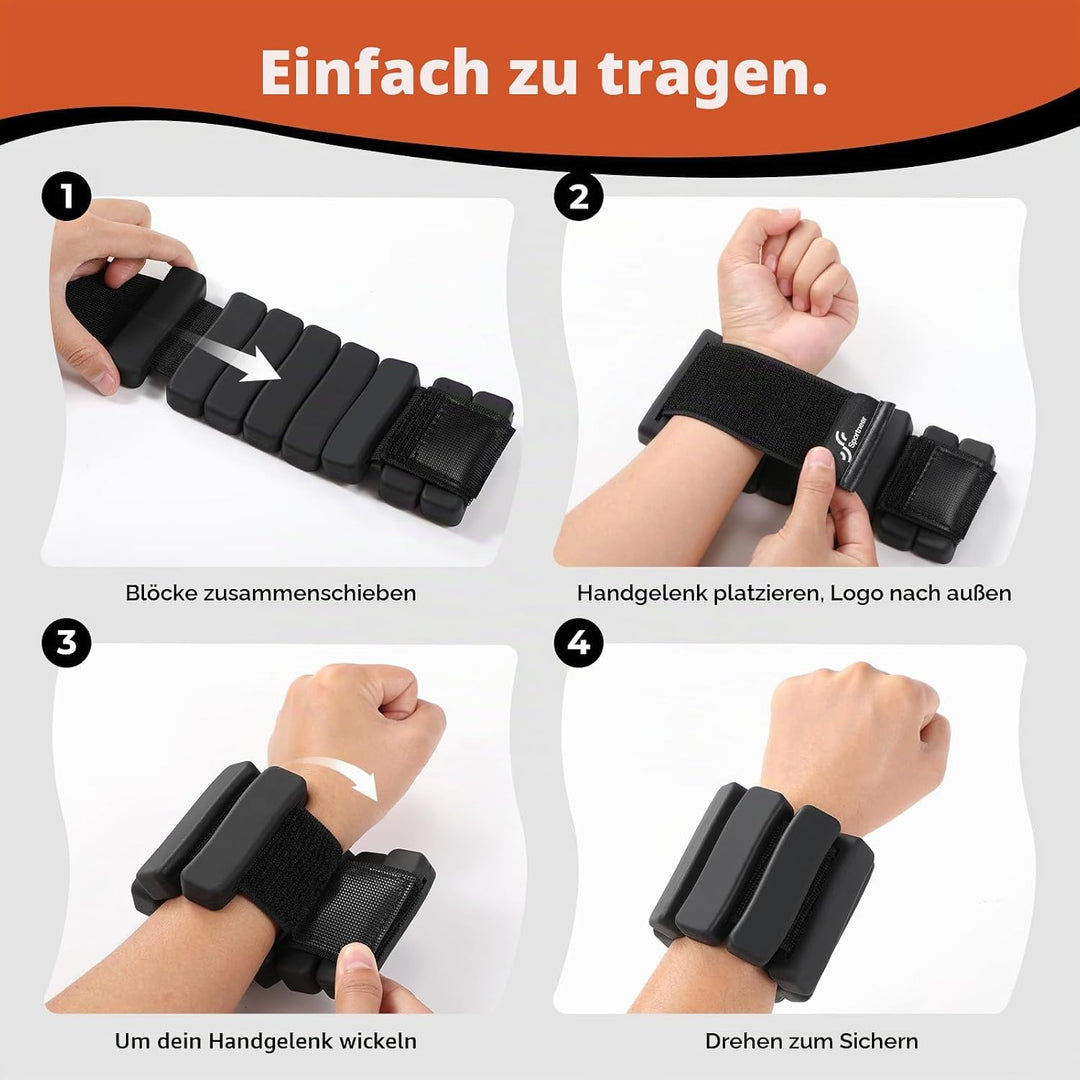 Sportneer tragbare Gewichtsmanschetten – 2er-Set (Jeweils 1 kg) für Damen und Herren, modisches knöc