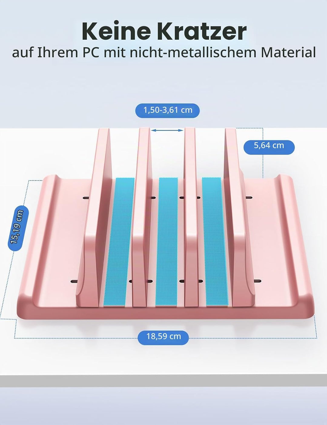 VAYDEER Vertikaler Laptopständer - Platzsparend &amp; Verstellbar, 5-in-1, 3 Steckplätze, für MacBook, N