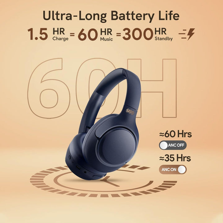 QCY H3 ANC Bluetooth Kopfhörer Over Ear,Hybrid Active Noise Cancelling Kopfhörer,Hi-Res Sound,60H Ak