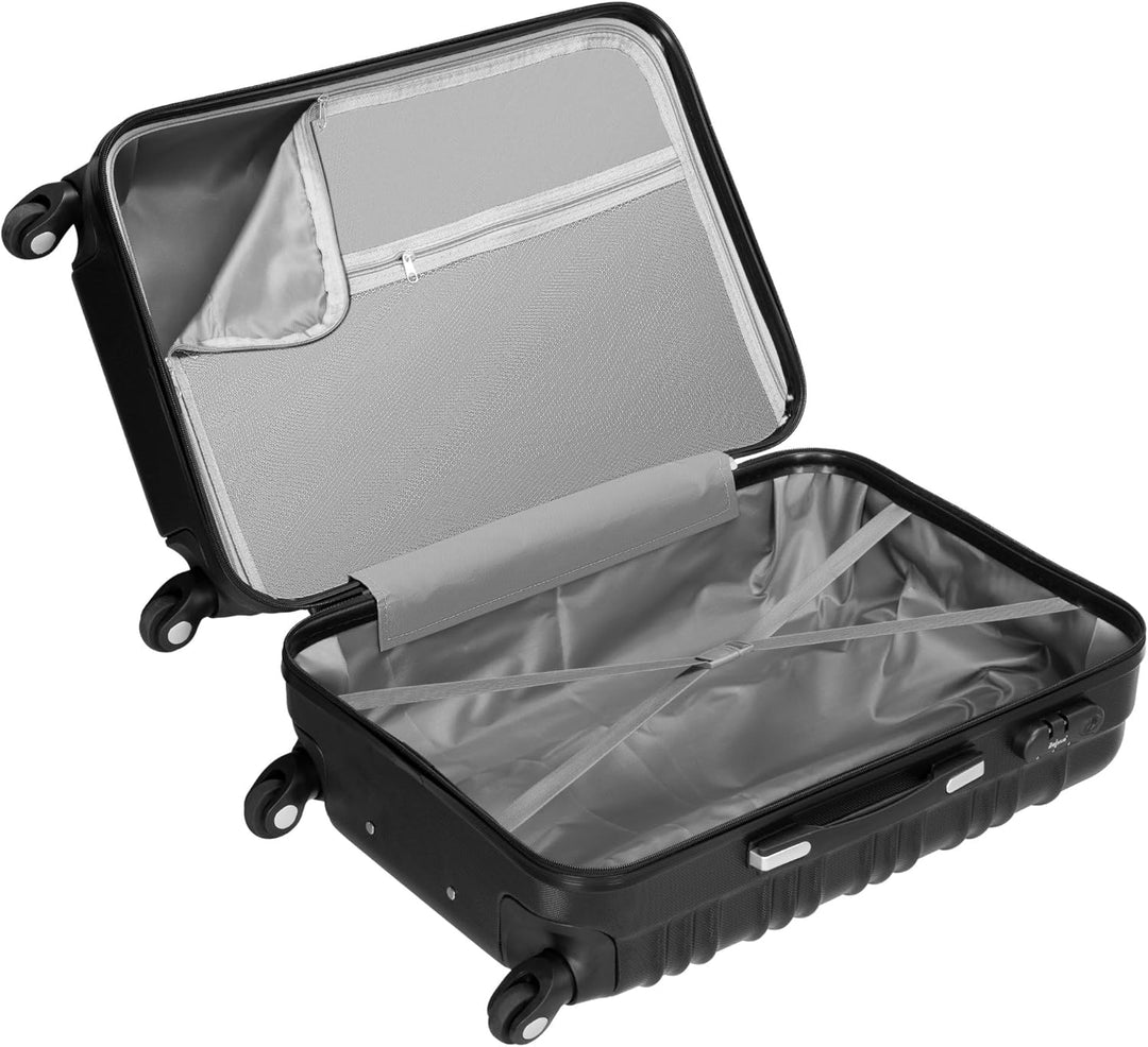 Zelsius Koffer Set 4 Stück, Schwarz | ABS Hartschalenkoffer mit Zahlenschloss, 4 Rollen und Innen Tr