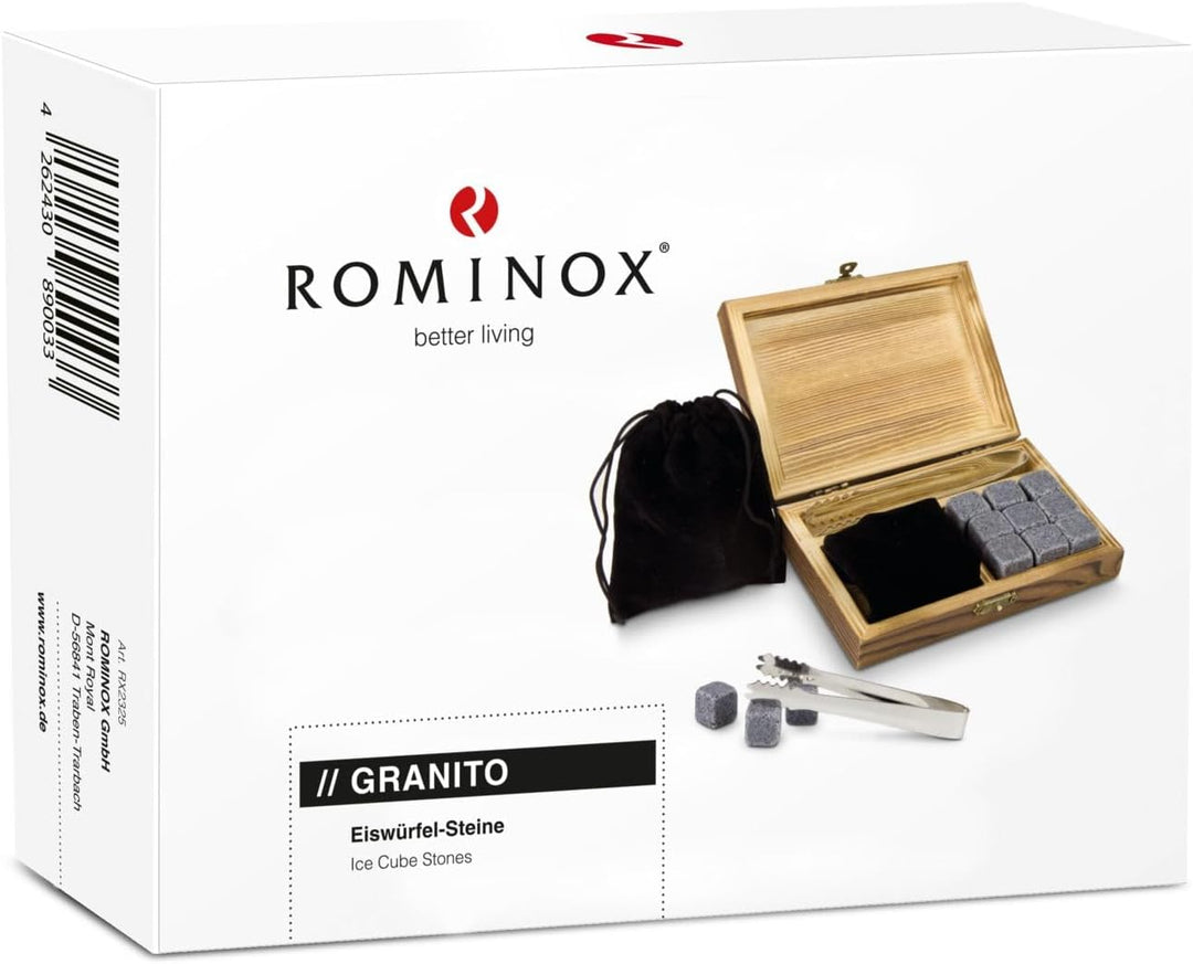 ROMINOX Geschenkartikel Eiswürfel-Steine // Granito – 9 Wiederverwendbare Whiskysteine aus Granit +