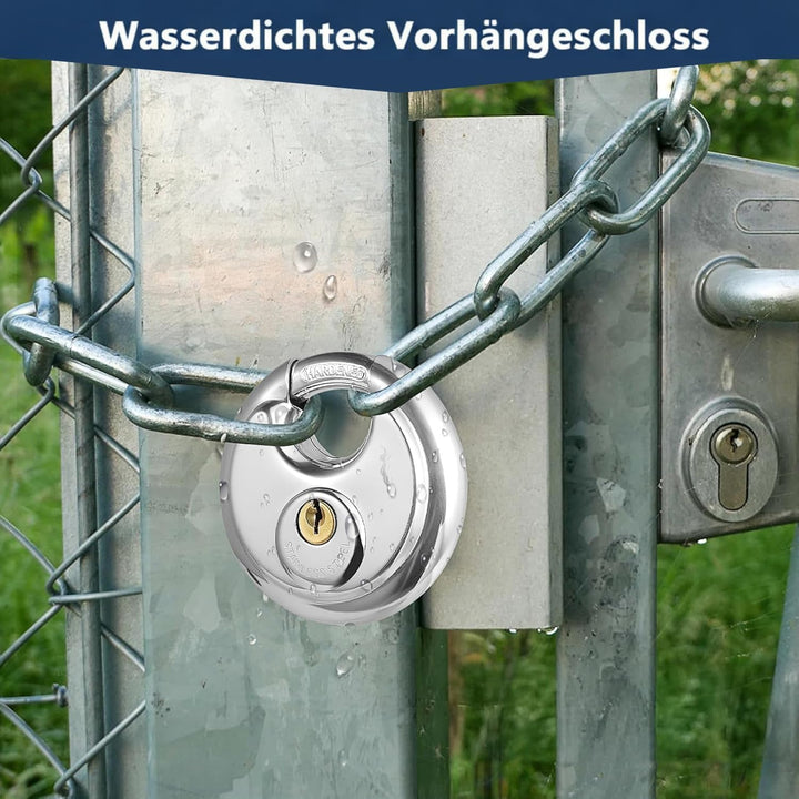 6 Stück Edelstahl Rundschlösser mit 12 Schlüsseln, Gleichschliessende Diskusschlösser, Robustes Wass