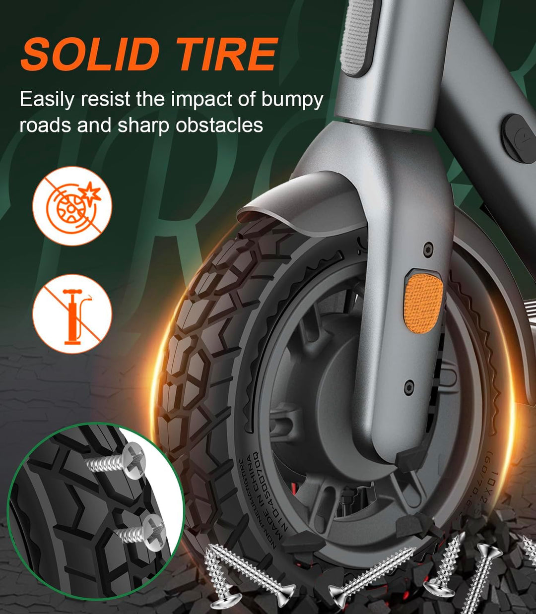 BANGTING 2PCS 60/70-6.5 E Scooter Reifen Tubeless, 10x2.50-6.5 Vollgummireifen Schlauchlos, 10x2.5 z