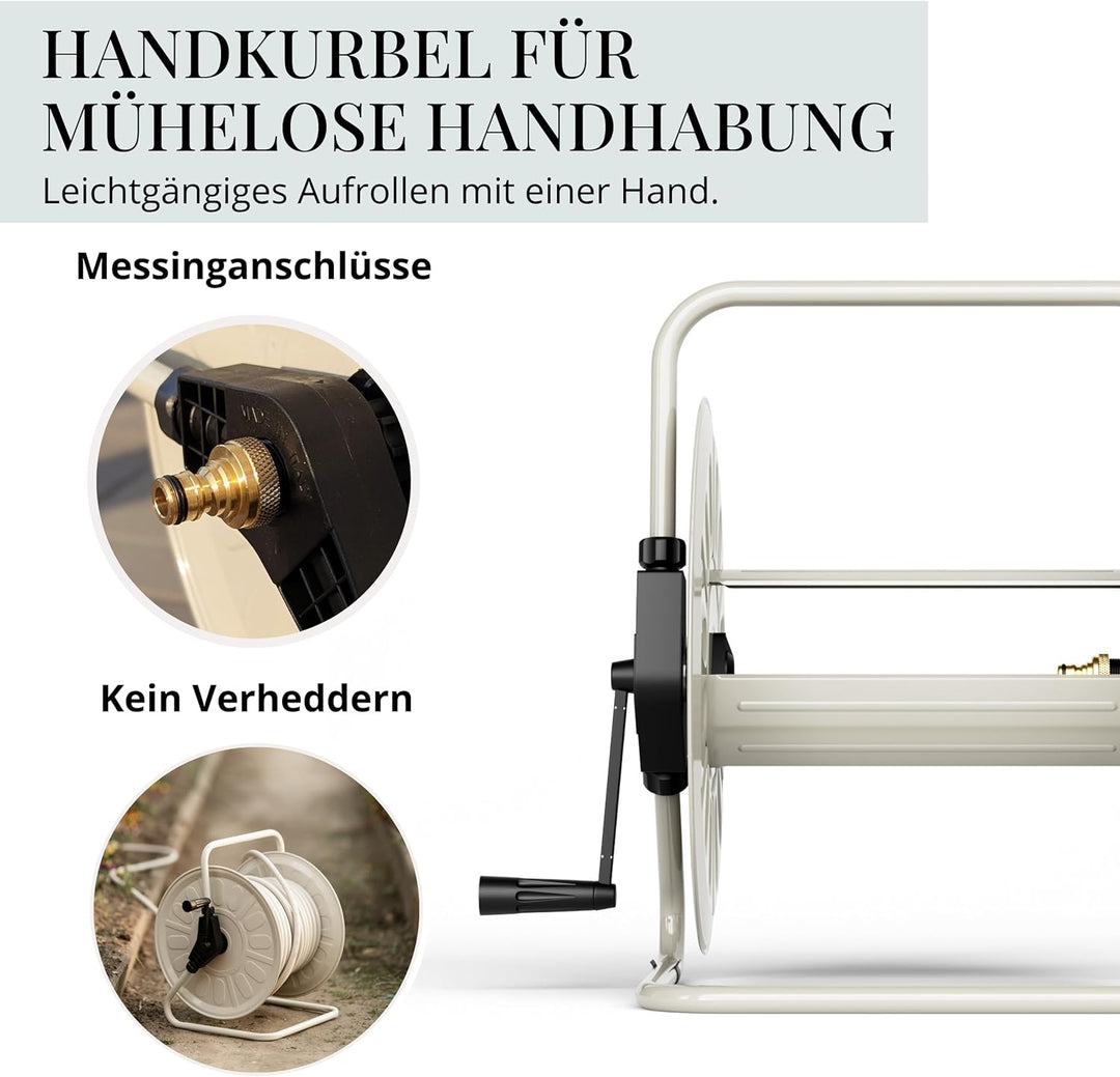 Livlig53 LIVLIG Schlauchtrommel, Metall Schlauchaufroller bis 50 Meter 1/2" Gartenschlauch, Schlauch