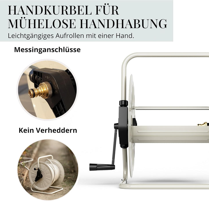 Livlig53 LIVLIG Schlauchtrommel, Metall Schlauchaufroller bis 50 Meter 1/2" Gartenschlauch, Schlauch