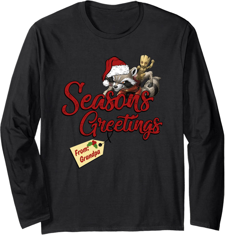Marvel Groot Rocket Greetings From Grandpa Weihnachten Langarmshirt