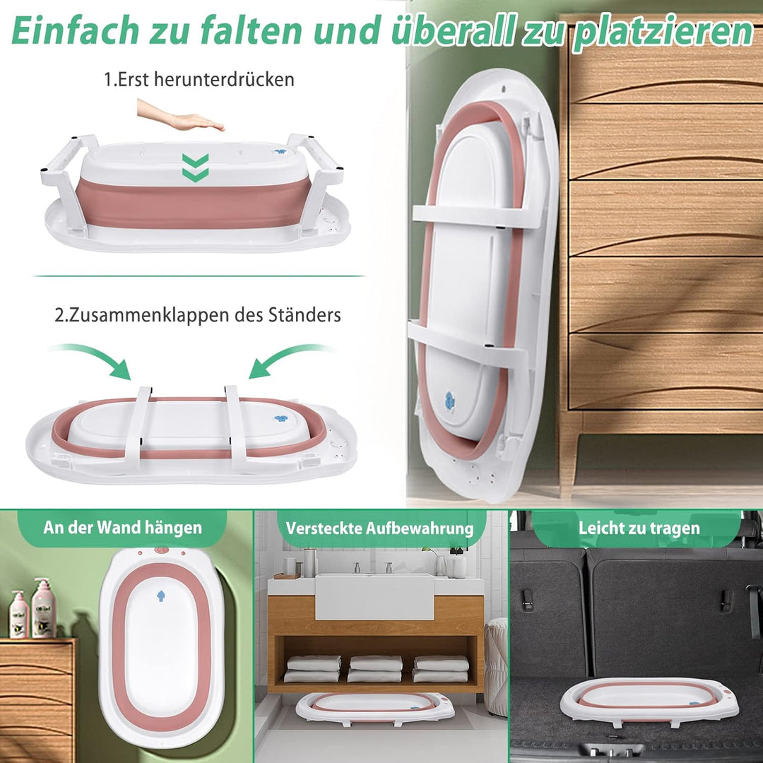 Faltbare Babywanne mit Ablauflöchern Geeignet für Kleinkinder bis 8 Jahre, Hitzebeständige, Rutschfe