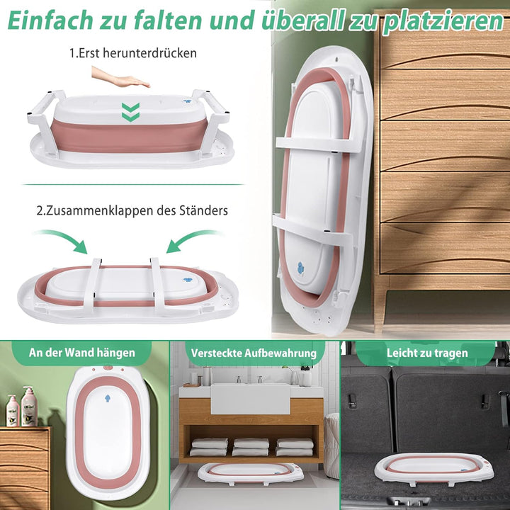 Faltbare Babywanne mit Ablauflöchern Geeignet für Kleinkinder bis 8 Jahre, Hitzebeständige, Rutschfe
