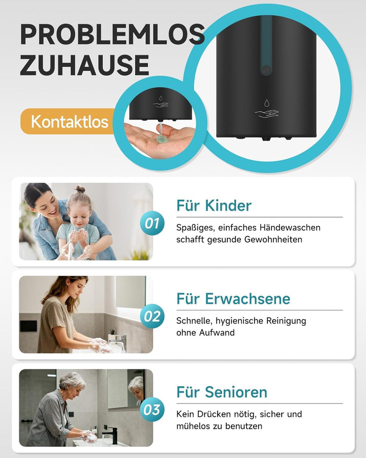 AIKE AK1205 Seifenspender Automatisch Wandbefestigung Mattschwarz, 800ml Kommerzieller Automatischer