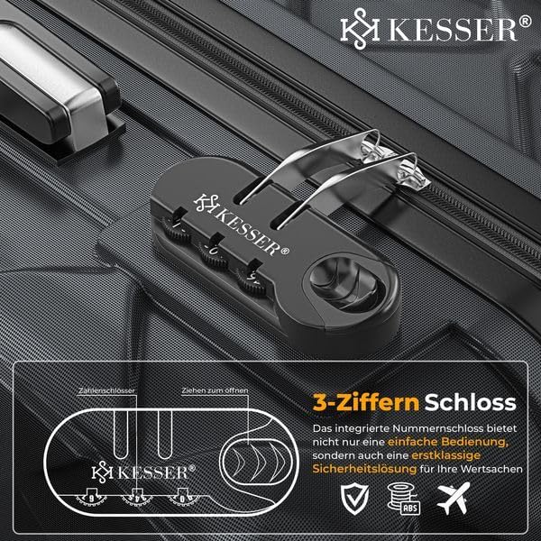 KESSER® Reisekoffer 84L Koffer ABS Hartschalenkoffer mit Zahlenschloss, Kofferwaage &amp; Reisebrieftasc