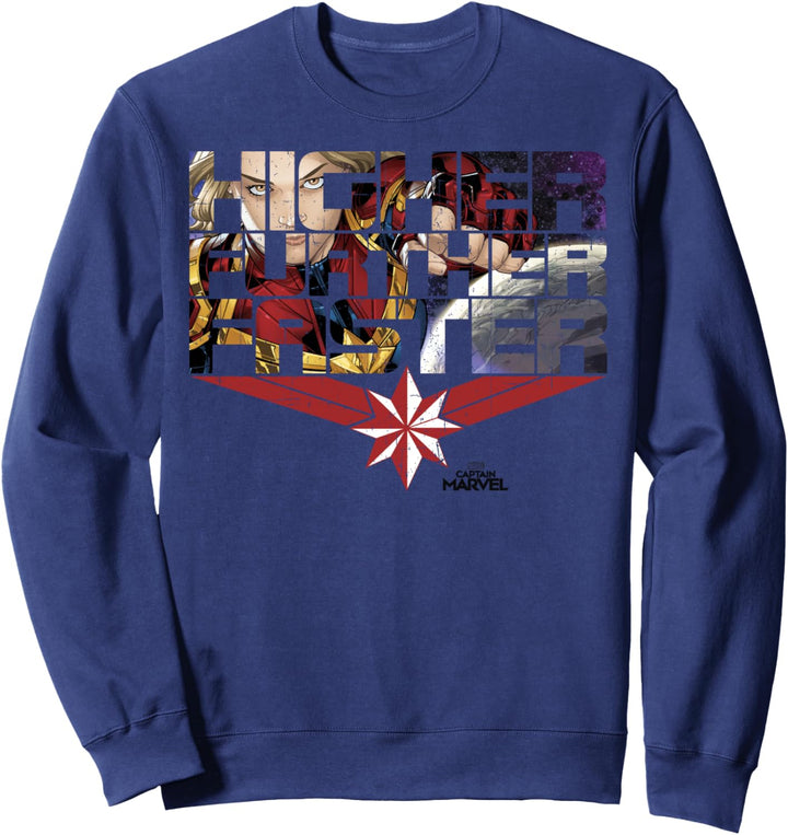 Captain Marvel Higher Further Faster Comic Fill Sweatshirt