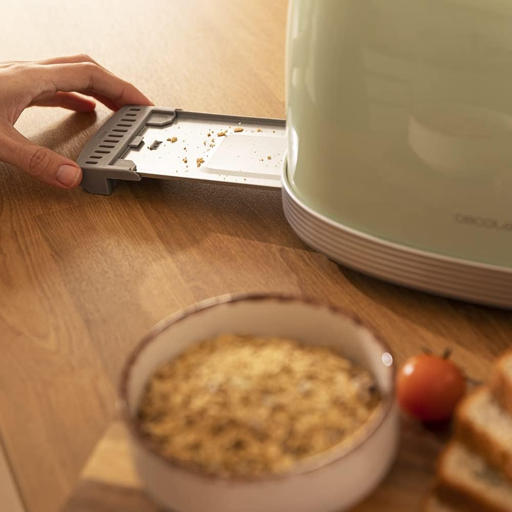 Cecotec Toast&amp;Taste 800 Vintage Light Green, 850 W, Doppelschlitz, extra breit, 3, 8 cm, 2 Toasten,