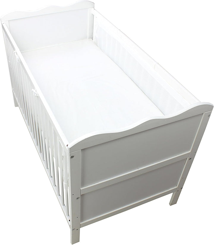 TupTam Gitterstäbe Schutz Netz Babybett Nestchen 3D Mesh 2er Pack, Farbe: Weiss, Grösse: ca. 128 x 3