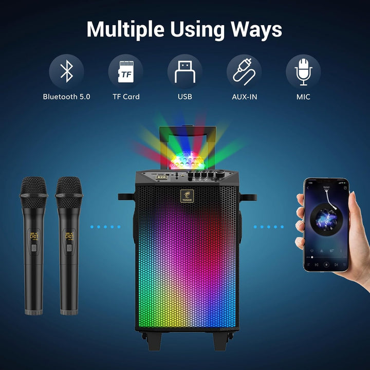 Karaoke Maschine Lautsprecher, TONOR PA Anlage mit 2 Mikrofonnen Bluetooth, Microphone Karaoke Box G