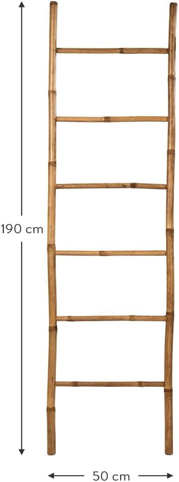 dasmöbelwerk Leiter-Regal Bambus 6 Sprossen Handtuchleiter Dekoleiter 190cm