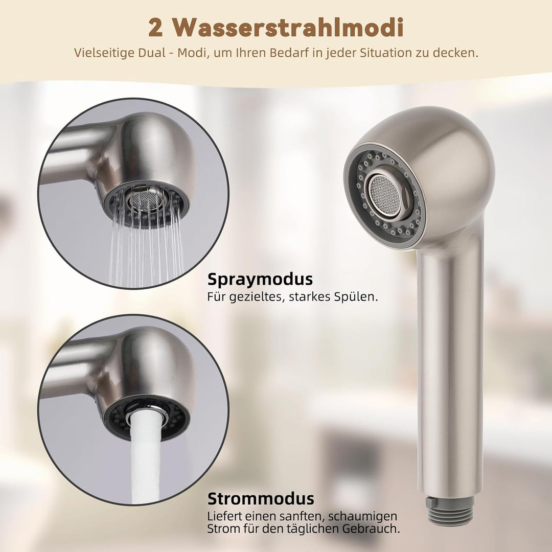 Hibbent Brausekopf Küchenarmatur, Geschirrbrause Ersatzkopf 2 Strahlarten, Badezimmer Wasserhahn Kop