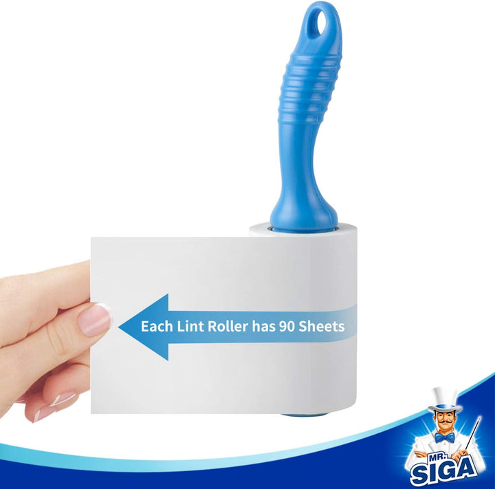 MR.SIGA Extra Sticky Lint Roller,Fusselrolle Fusselentferner Tierhaar-Fusselroller mit einfachen Auf
