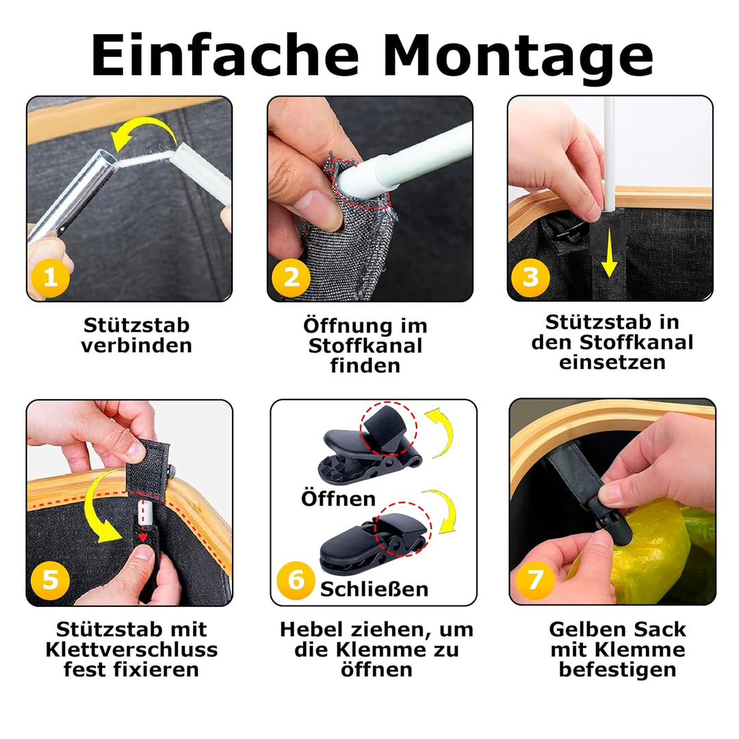 Gelber Sack Ständer Stabil mit Deckel – Mülleimer 70-120L für Gelbe Säcke &amp; Recycling | Praktischer