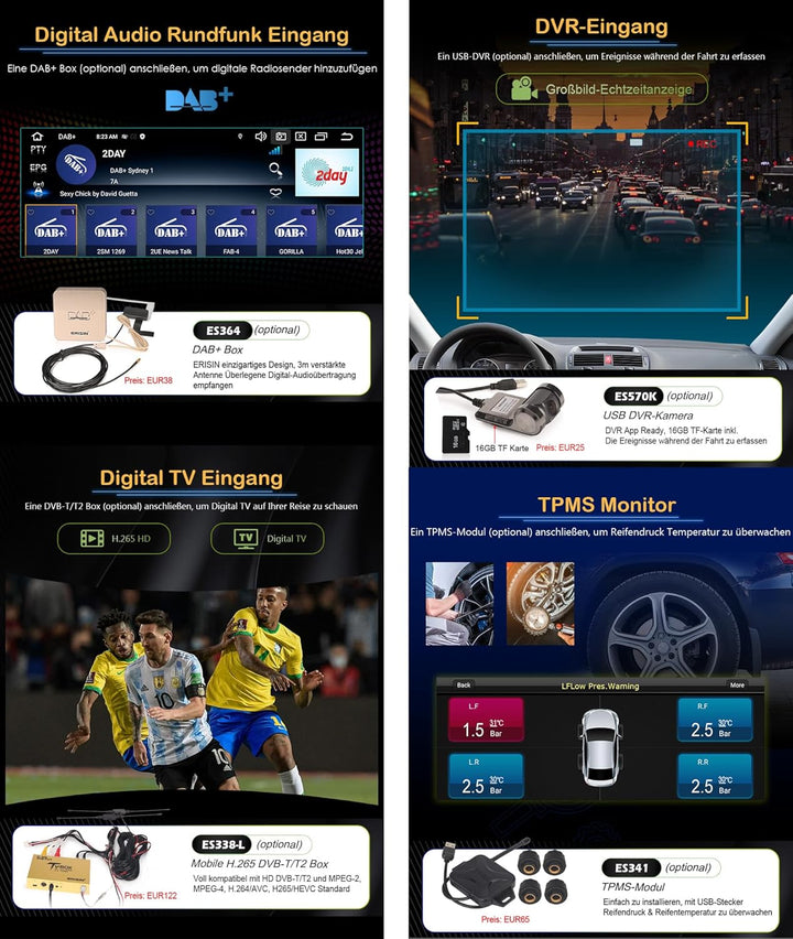 Erisin 8.8 Zoll Android 14 Autoradio mit GPS Navigation für BMW 3er E46 Rover 75 MG ZT Unterstützt C